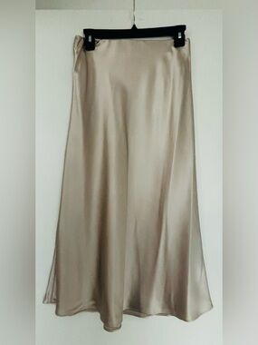 INTERMIX Satin Maxi Skirt in Champagne